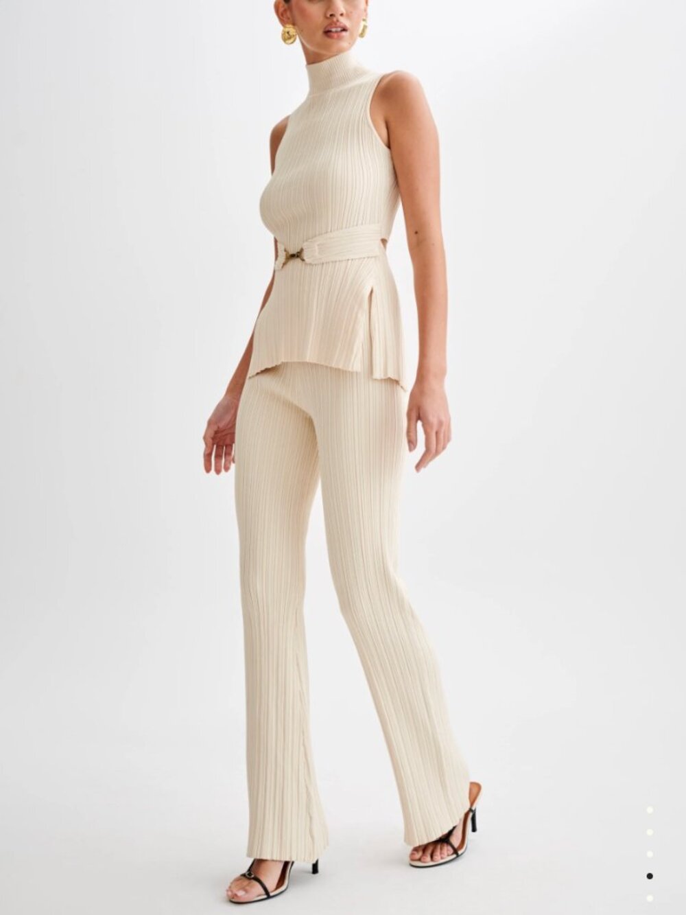 SET - Chiara Straight Leg Rib Knit Pant & Tanya Cut Out High Neck Top